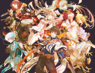 Anime characters swords armor group 4 - a group together free wallpaper