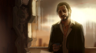 Man standing mirror coffee holding - art station free wallpaper
