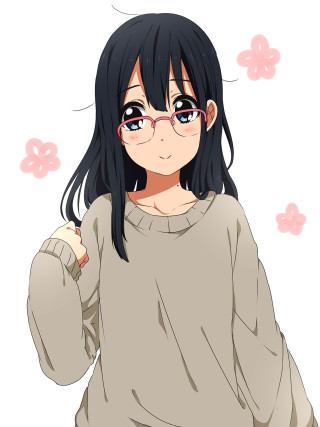 Girl glasses sweater flower portrait - a girl free wallpaper