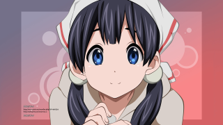 Girl black hair blue eyes 3 - a white hat free wallpaper