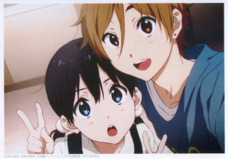 Anime characters posing camera friends - visual art free wallpaper