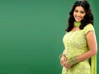 Woman green dress posing picture - canvas painting free wallpaper