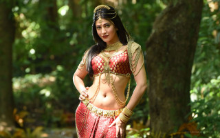 Woman red gold costume posing - movie still free wallpaper
