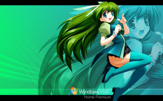 Green haired magical girl running - green hair free wallpaper