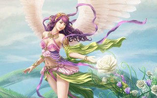 Angel wings flower painting fantasy - a painting style free wallpaper