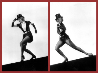 Woman top hat stockings pose - a wall free wallpaper