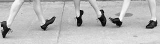 Three women high heels sidewalk - their leg free wallpaper