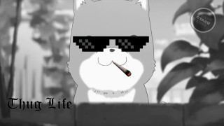 Cat sunglasses cigarette cartoon style - lineart free wallpaper