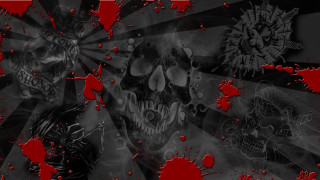 Red black background skulls pattern - background free wallpaper