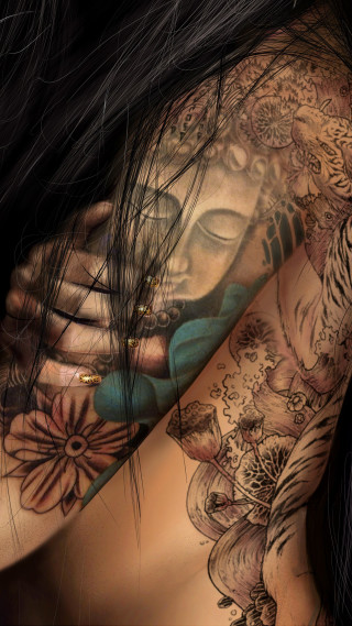Woman tattoo flower arm shoulder - shaded free wallpaper