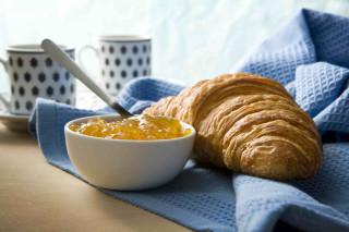 Orange curd croissant coffee blue - a bowl free wallpaper