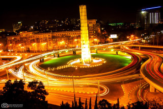 City night clock tower street - long exposure free wallpaper
