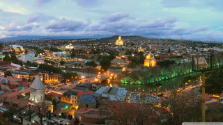 City night lights buildings river - edi rama free wallpaper