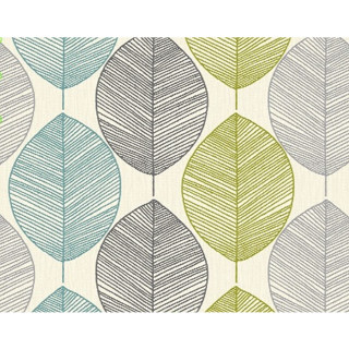 Green blue leaf pattern white - a silk screen free wallpaper
