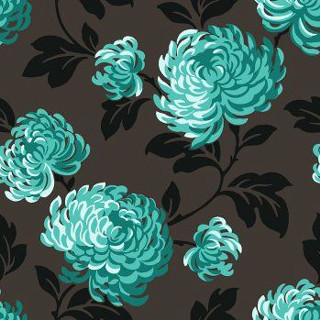 Blue flower brown background rococo - a green center free wallpaper