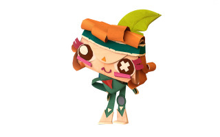 Paper doll hat green leaf - low free wallpaper