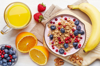 Cereal fruit oranges juice banana - a bowl of cereal free wallpaper