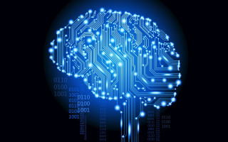 Circuit board brain blue background - a blue light free wallpaper