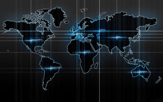 Blue black world map lines - white dot free wallpaper