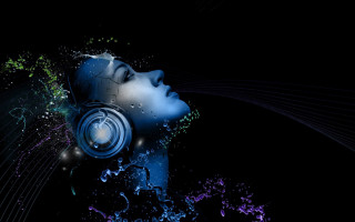 Woman headphones water splash face - ella guru free wallpaper