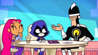 Cartoon man woman sitting table - a cup of coffee in front free wallpaper