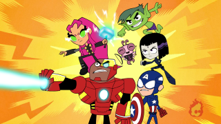 Cartoon people hero yellow red - a cartoon of a group free wallpaper
