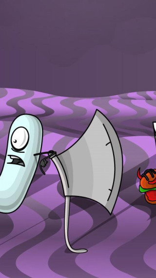 Cartoon character holding large object 3 - a face free wallpaper