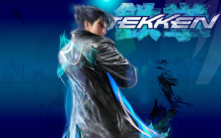 Man black coat sword blue - a sword in front free wallpaper for desktop