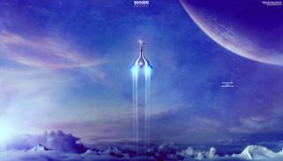Space shuttle flying clouds mountains - christopher balaskas free wallpaper