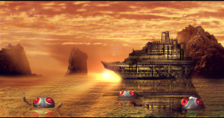 Ship ocean rock formation small - a computer free wallpaper