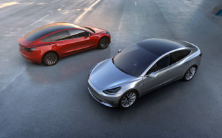 Red silver electric cars opposite - opposite free wallpaper