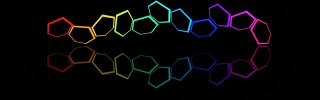 Rainbow colored circle shapes black - volumetric free wallpaper