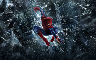 Spider man flying city skyline - amazing free wallpaper