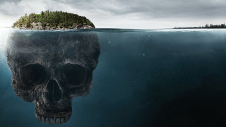 Skull floating water island background - a small island in the background free wallpaper