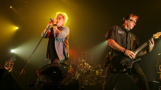 Two men stage guitars microphones - guitar free wallpaper