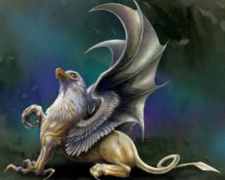 Dragon wings spread tail curled - fantasy concept art free wallpaper