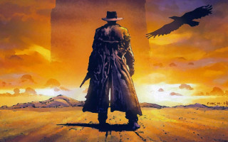 Man hat coat desert bird - western free wallpaper