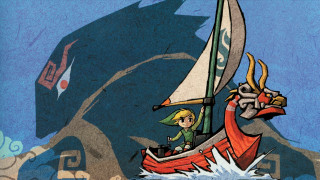 Cartoon person boat wave dragon - a dragon in the background free wallpaper