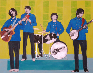 Folk art band stage yellow - a pop art painting free wallpaper