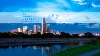 City skyline river blue sky - border free wallpaper