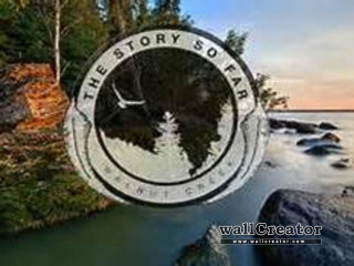 Rocky shore sign forest lake - nature photography free wallpaper