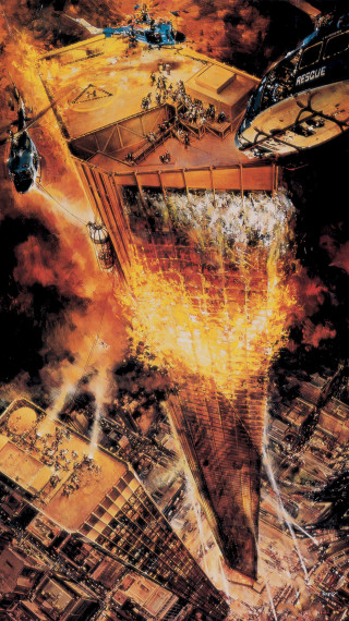 City fire smoke helicopter painting - free new year wallpaper