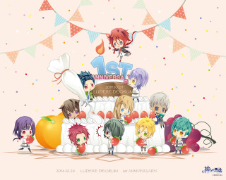 Anime characters cake number one - a banner in the background free wallpaper