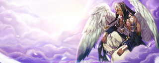 Man wings clouds sword halo - the cloud free wallpaper