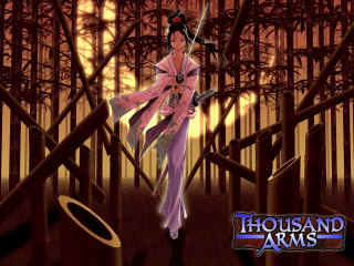 Woman pink dress sword forest - tree and a sunset in the background free wallpaper