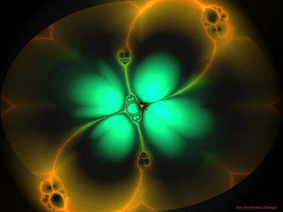 Green yellow flower black background - mandelbrot fractal free wallpaper