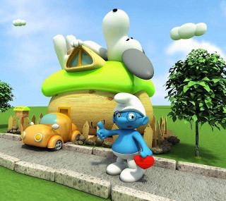 Cartoon character house car road - a house free wallpaper