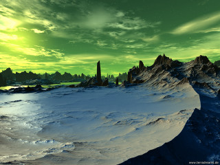Mountain range green sky clouds - a green sky free wallpaper