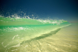 Wave breaking beach green blue - impressionist free wallpaper
