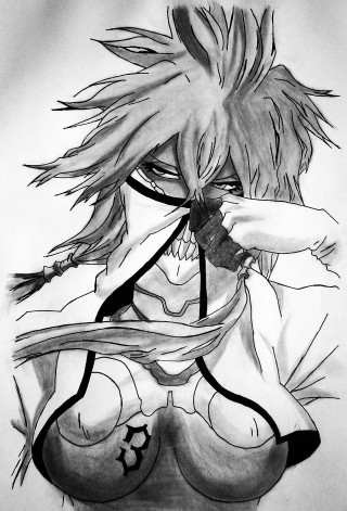 Woman long hair sword drawing - a demon face free wallpaper